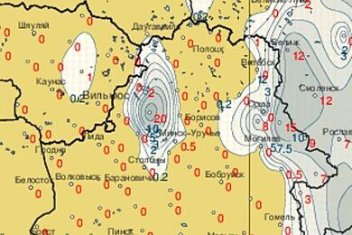 Карта высоты снежного покрова. Иллюстрация: t.me/meteovibe