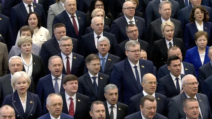 Чиновники и представители власти на инаугурации Александра Лукашенко, 25 марта 2025 года. Изображение: скриншот видео БЕЛТА