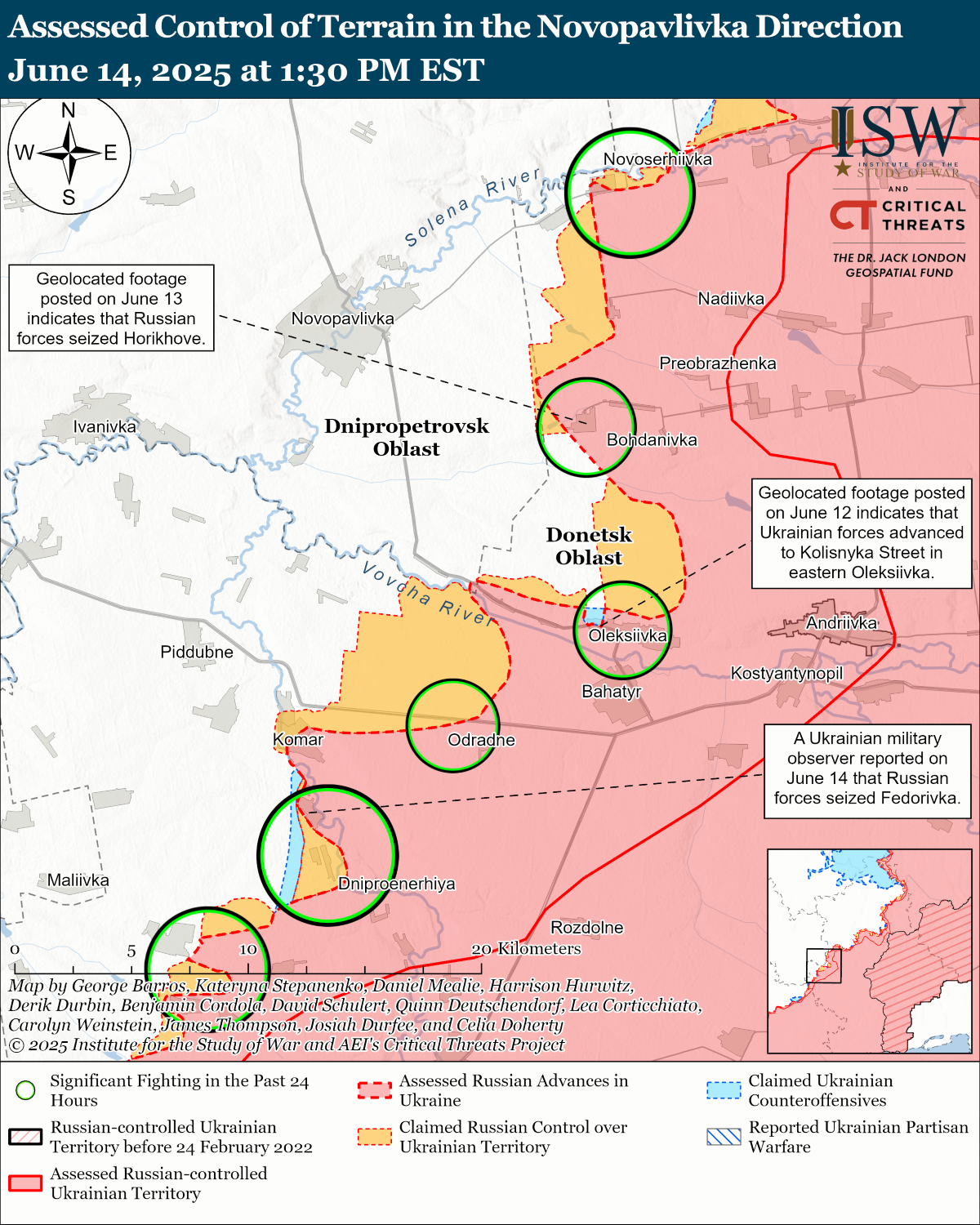 Карта боевых действий в районе Новопавловки. Изображение: ISW Карта боевых действий в районе Новопавловки. Изображение: ISW