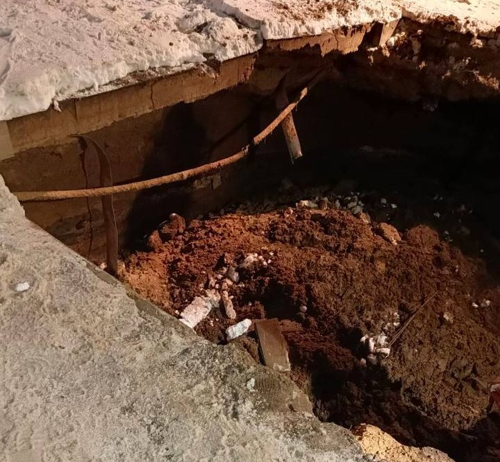 Место повреждения кабеля в Клецке, 29 января 2026 года. Фото: "Да новых перамог"